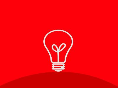 white bulb with red background