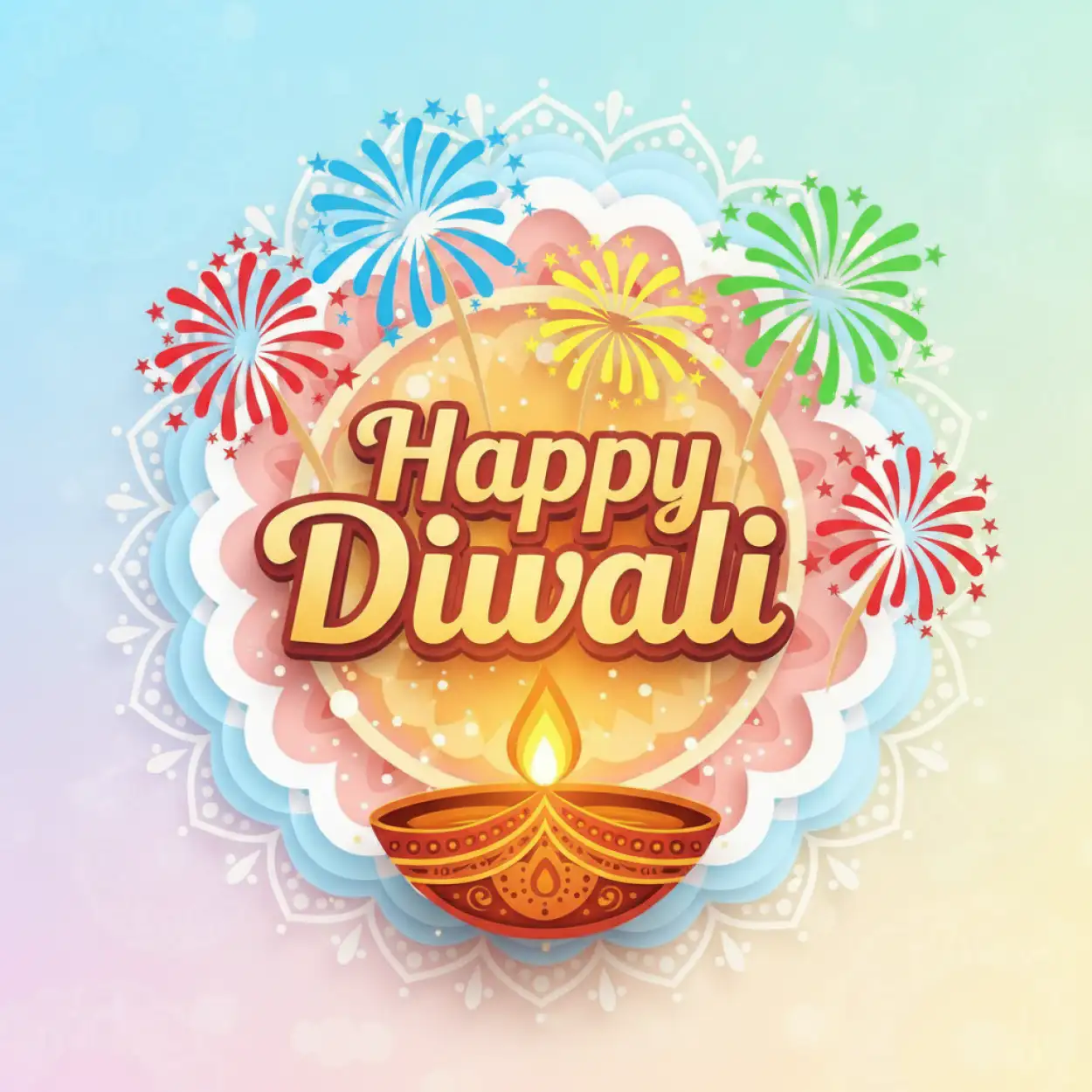 3d happy diwali text image design with neon glowing effects hd