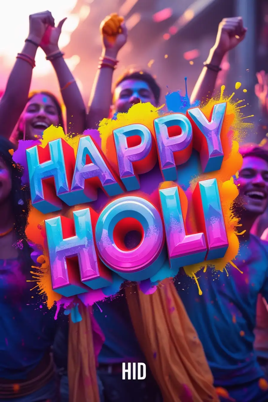 3d happy holi text art hd wallpaper