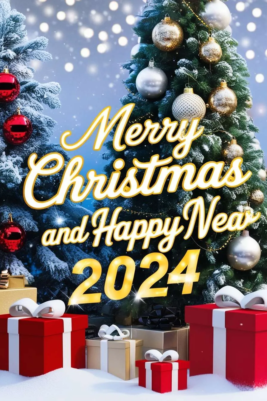 3d merry christmas and happy new year 2024 text