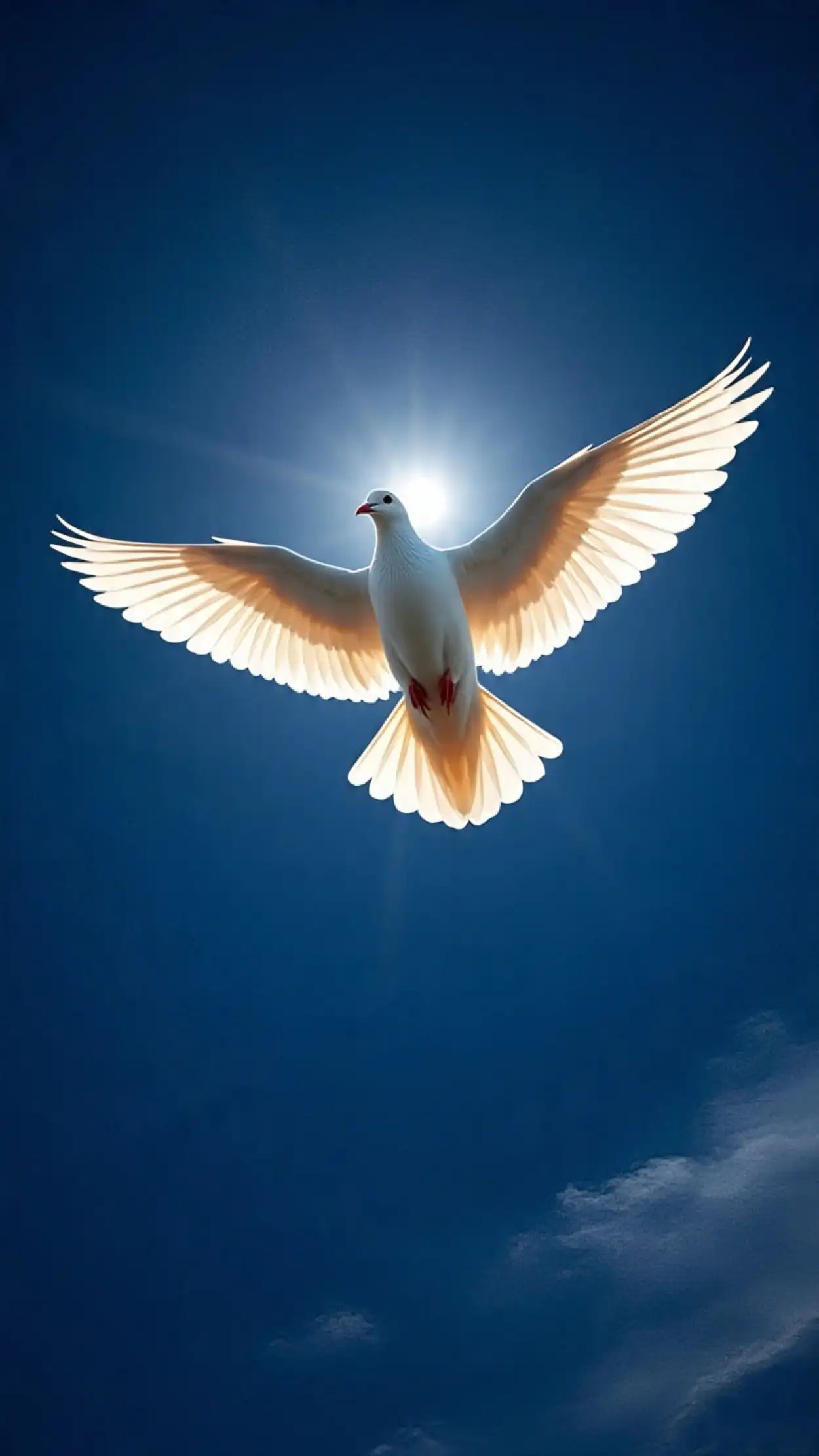 4k white dove flying in blue sky photo