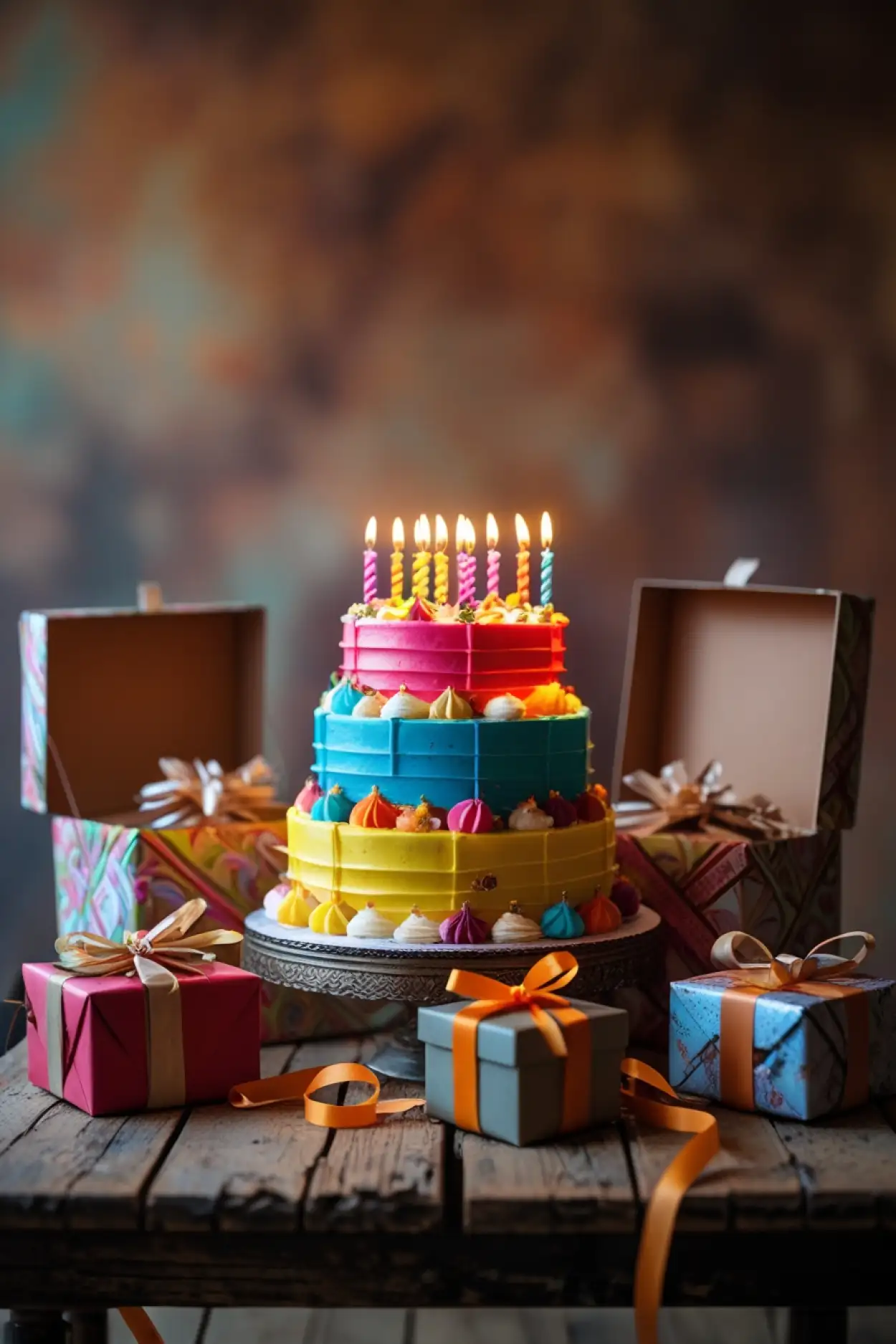 60th birthday background with cake and candles