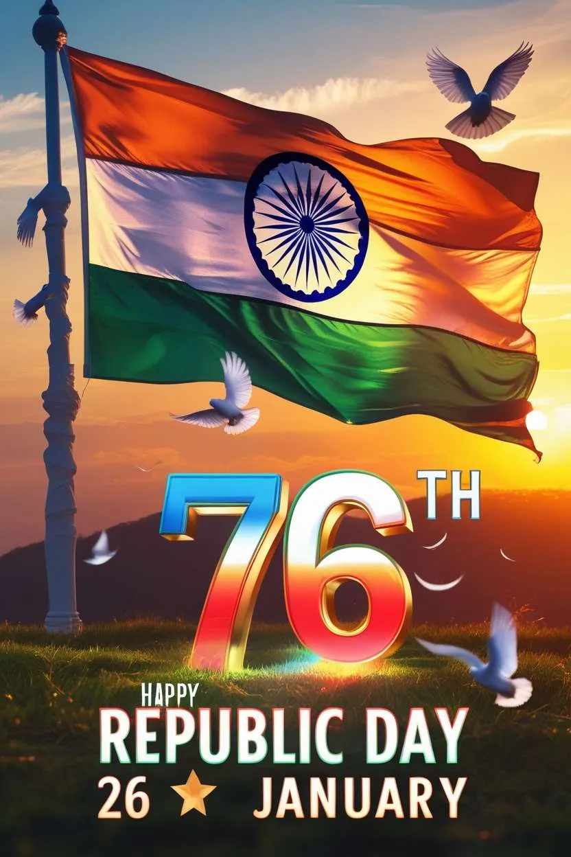 76th republic day of india 26 january poster design