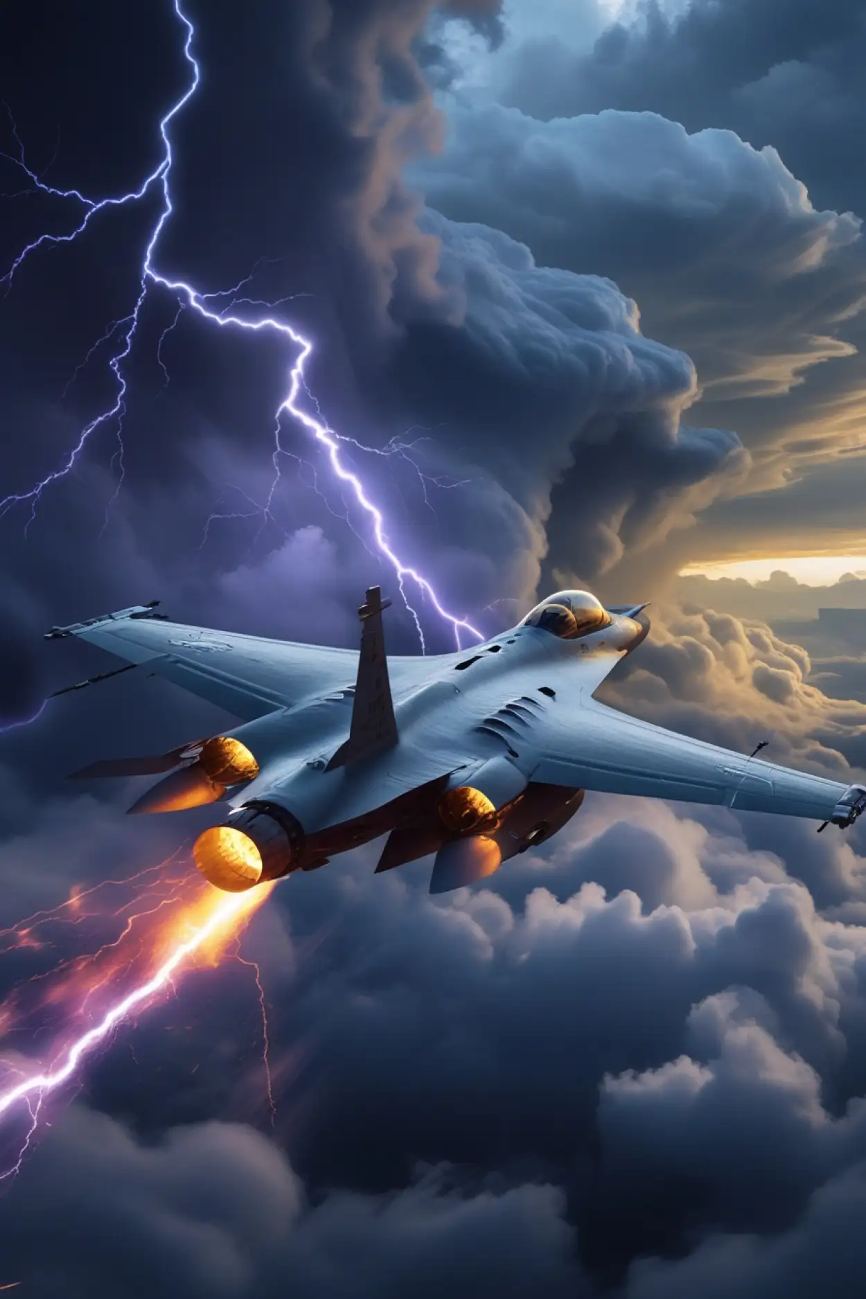 aerial view of f16 jet in action background