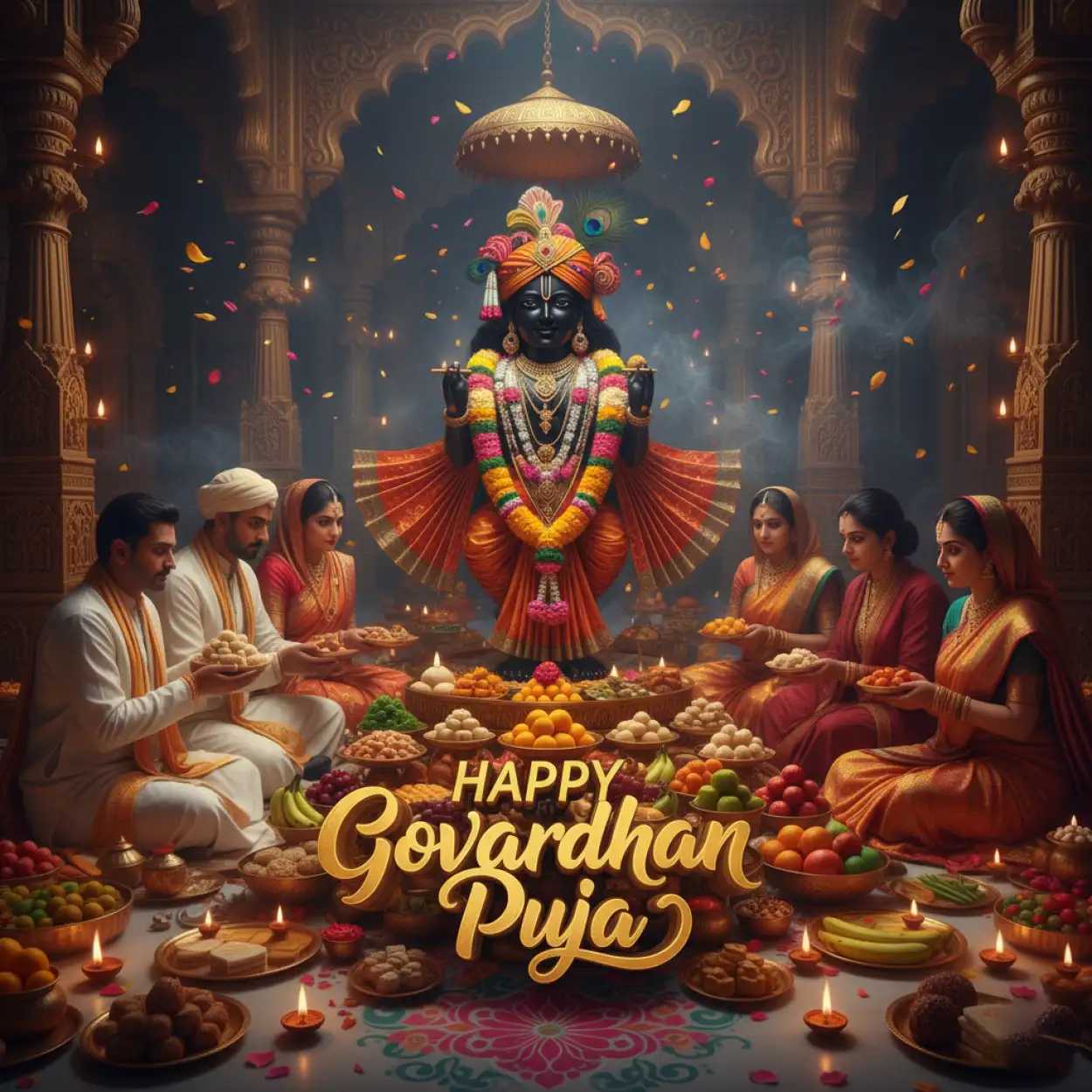 Aerial View Of Festival Crowd Near Temple - Royalty Free Happy Govardhan Puja 2025 Image | Pngmagic Free Download Aerial View Of Festival Crowd Near Temple - High Quality Happy Govardhan Puja 2025 Background