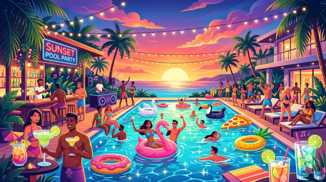 Free Download Aesthetic Summer Wallpaper With Aesthetic Pool Party - High Quality Summer Aesthetic Wallpaper Image