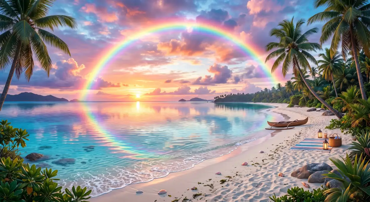 Free Download Aesthetic Summer Wallpaper With Rainbow Sky - High Quality Summer Aesthetic Wallpaper Image