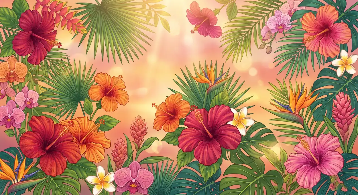 Free Download Aesthetic Summer Wallpaper With Tropical Flowers - High Quality Summer Aesthetic Wallpaper Image