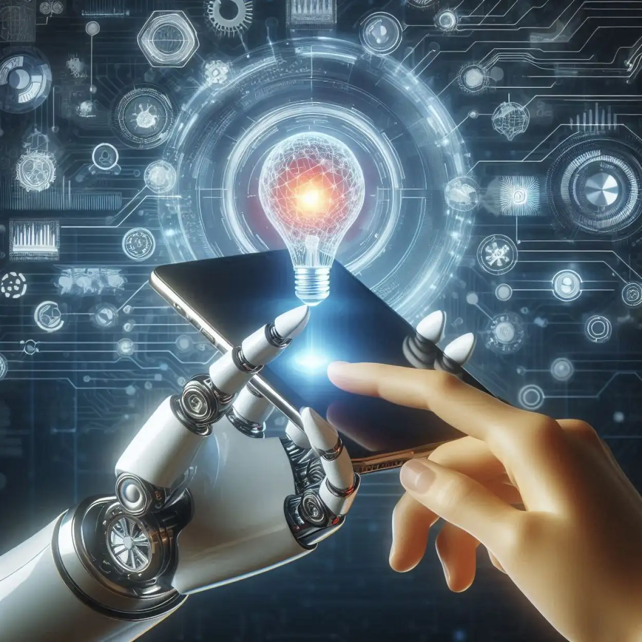 AI-powered Automation Background With Robotic Hand - Royalty Free Technology Background Image | Pngmagic Free Download AI-powered Automation Background With Robotic Hand - High Quality Technology Background Background