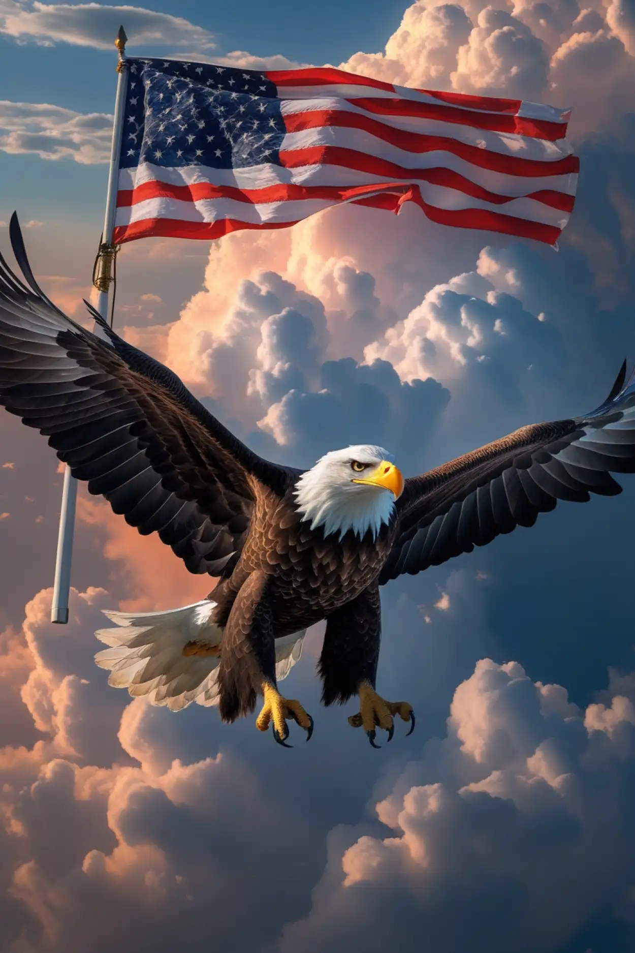 american flag background with bald eagle