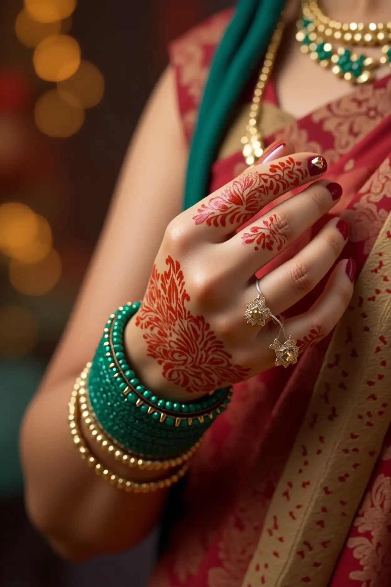 arabic style teej mehndi design 2025