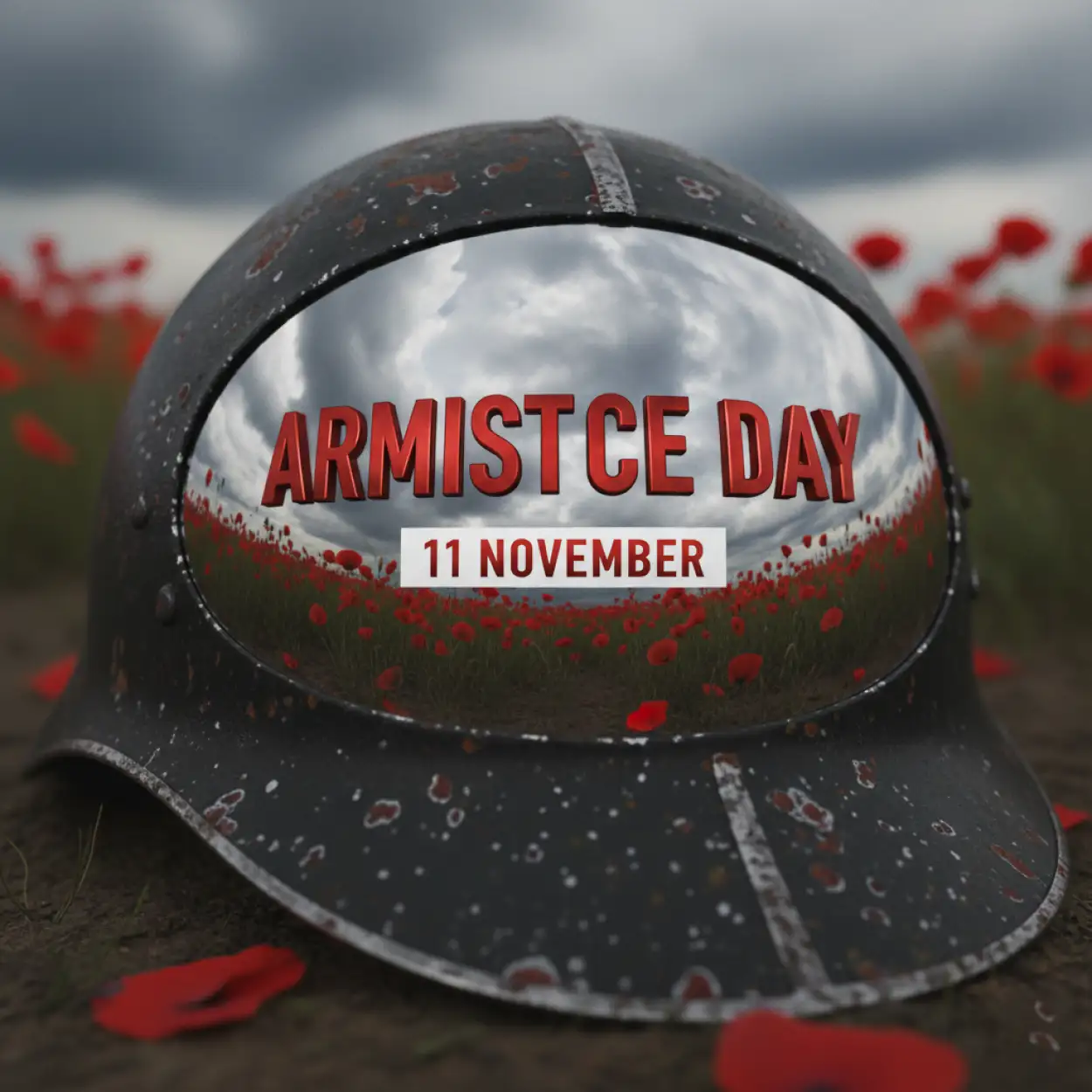 armistice day remembrance poster design with soldier silhouette background