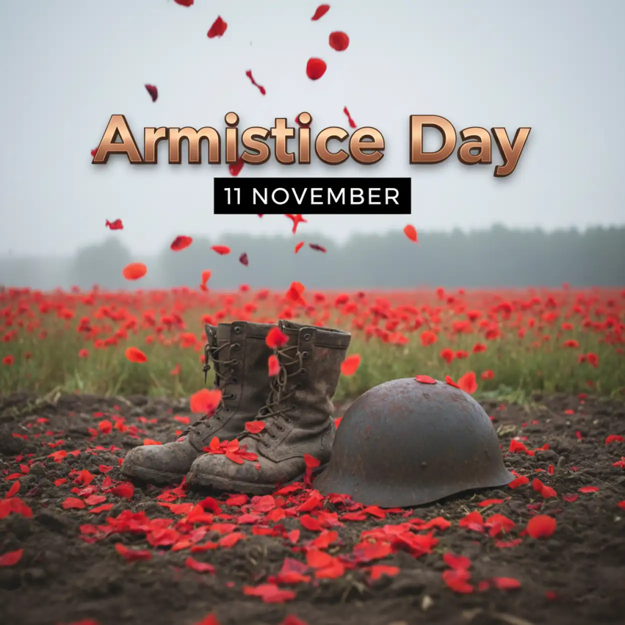 armistice day tribute background with poppies