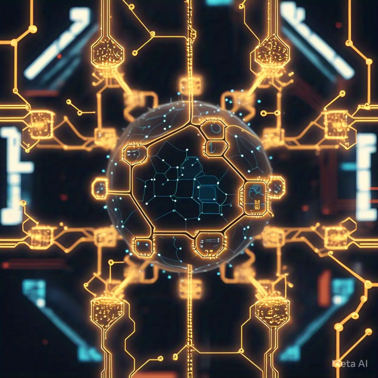 Artificial intelligence background with deep learning elements