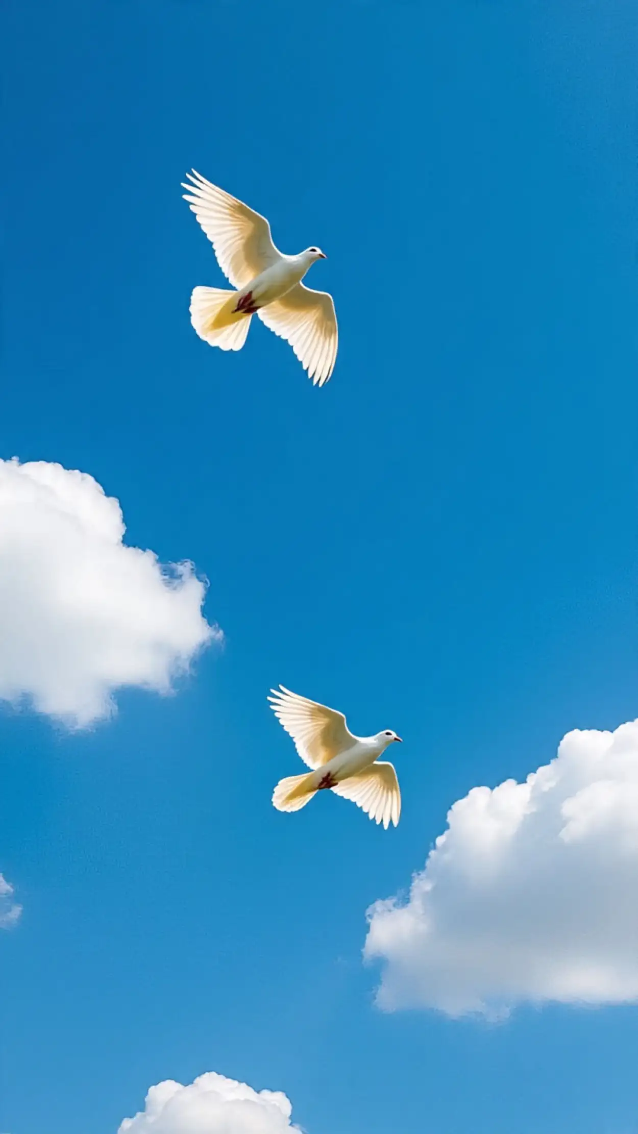 artistic white dove flying in blue sky