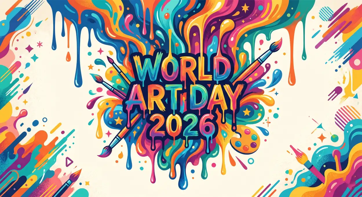 Free Download Artistic World Art Day Quotes For Designers - High Quality World Art Day 2026 Wishes Image