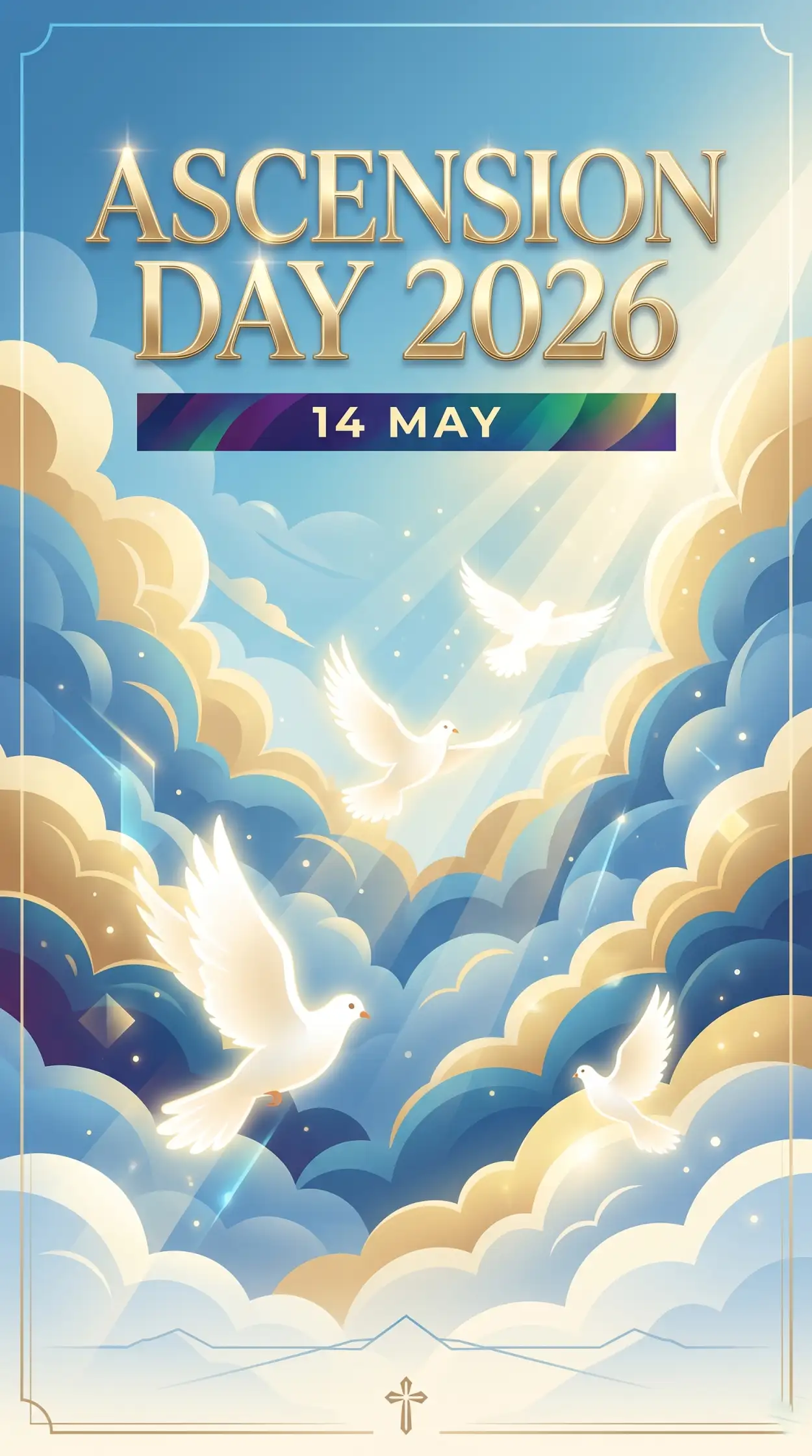 Free Download Ascension Day 2026 Cloud Background Design - High Quality Ascension Day 2026 Wishes Background Image