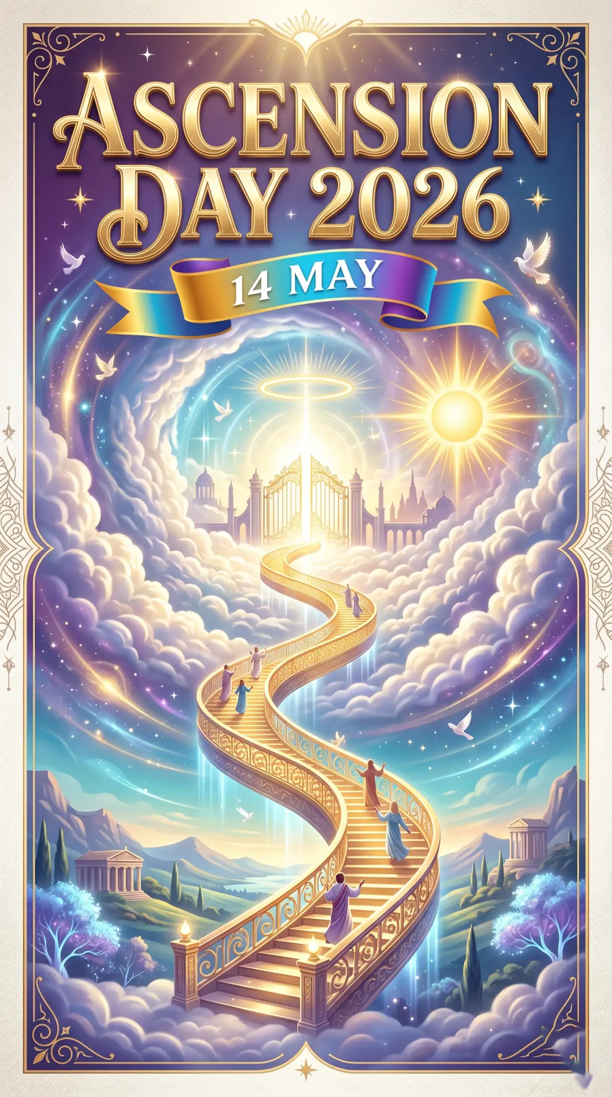 Free Download Ascension Day 2026 Festival Greeting Card - High Quality Ascension Day 2026 Wishes Image