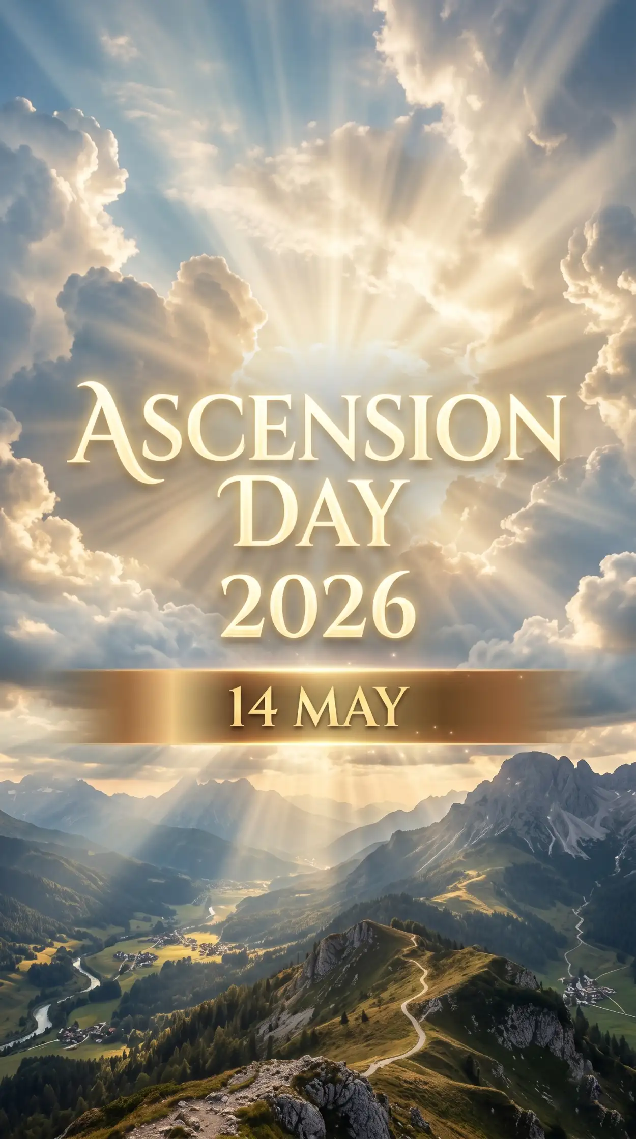 Free Download Ascension Day 2026 Heavenly Light Background - High Quality Ascension Day 2026 Wishes Background Image