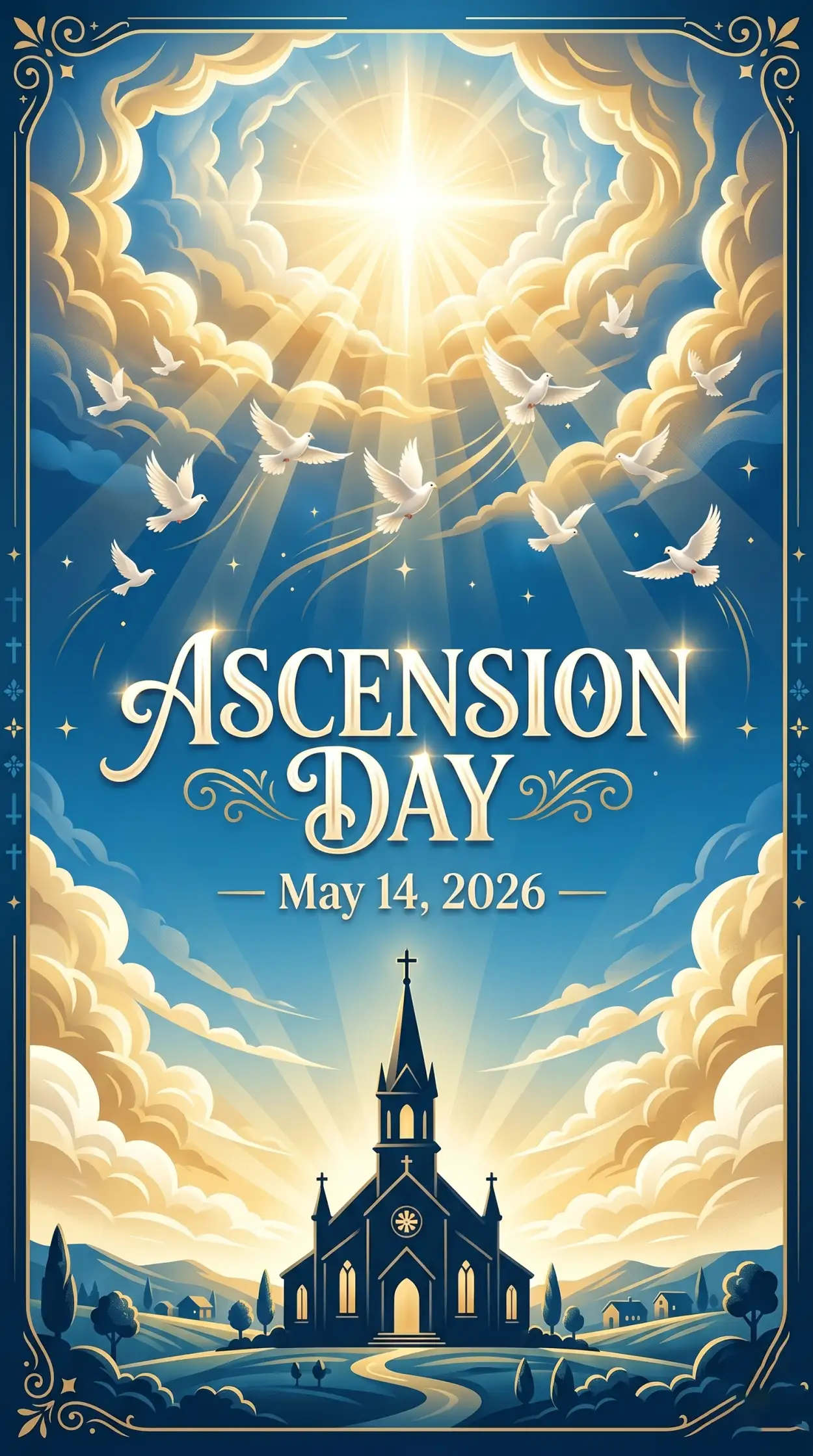 Free Download Ascension Day 2026 Religious Flyer Template - High Quality Ascension Day 2026 Wishes Image