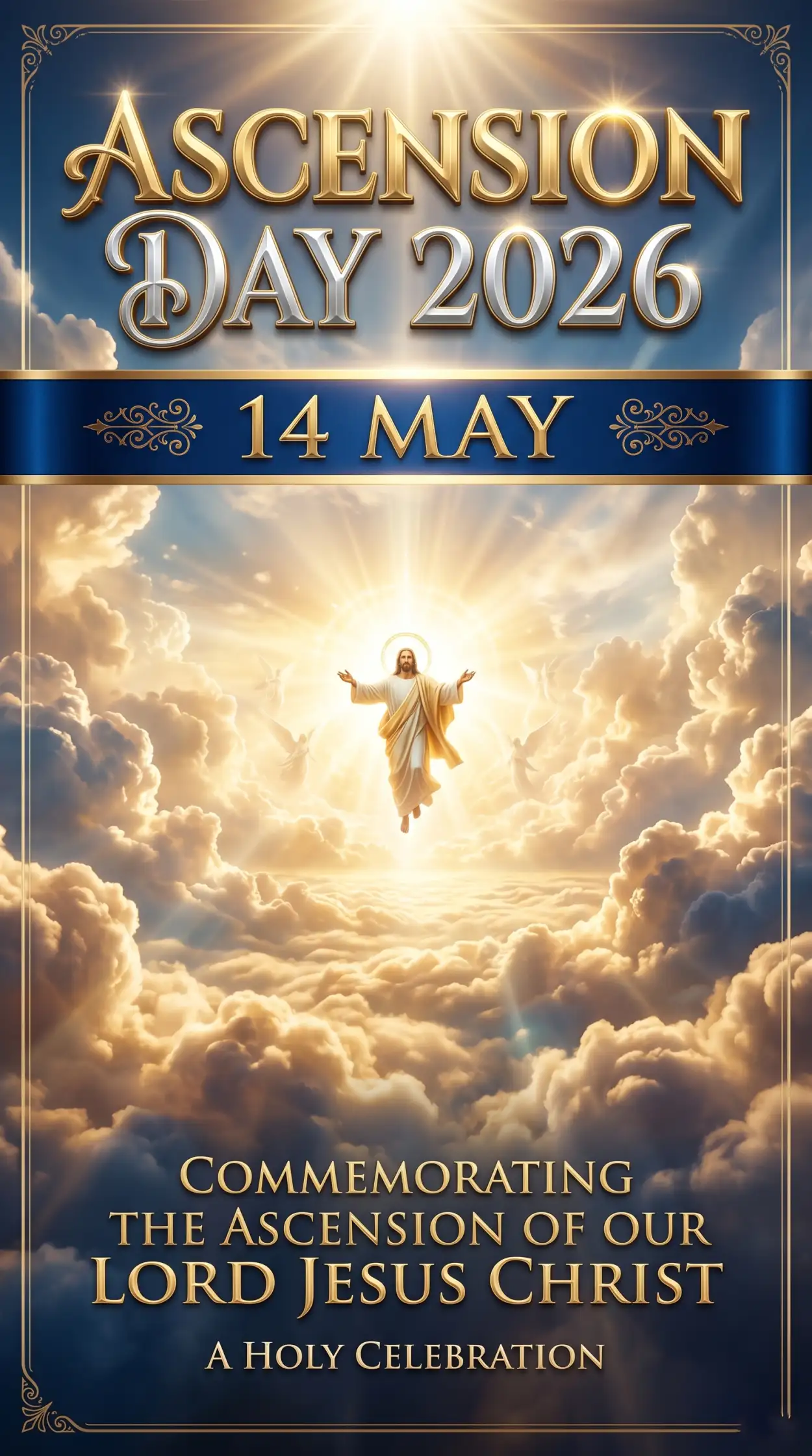 Free Download Ascension Day 2026 Spiritual Greeting Images - High Quality Ascension Day 2026 Wishes Image