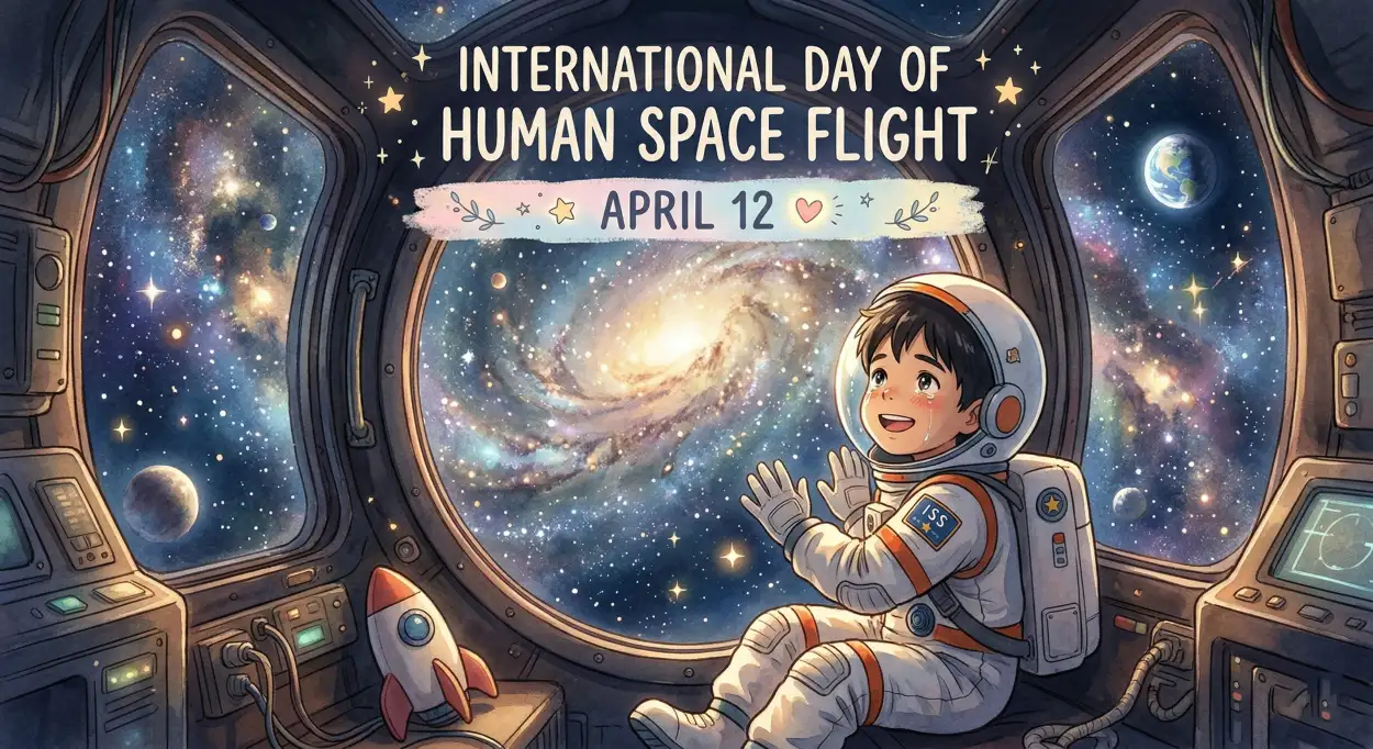 Free Download Astronaut Day Wishes Captions 2026 - High Quality International Day Of Human Space Flight 2026 Image