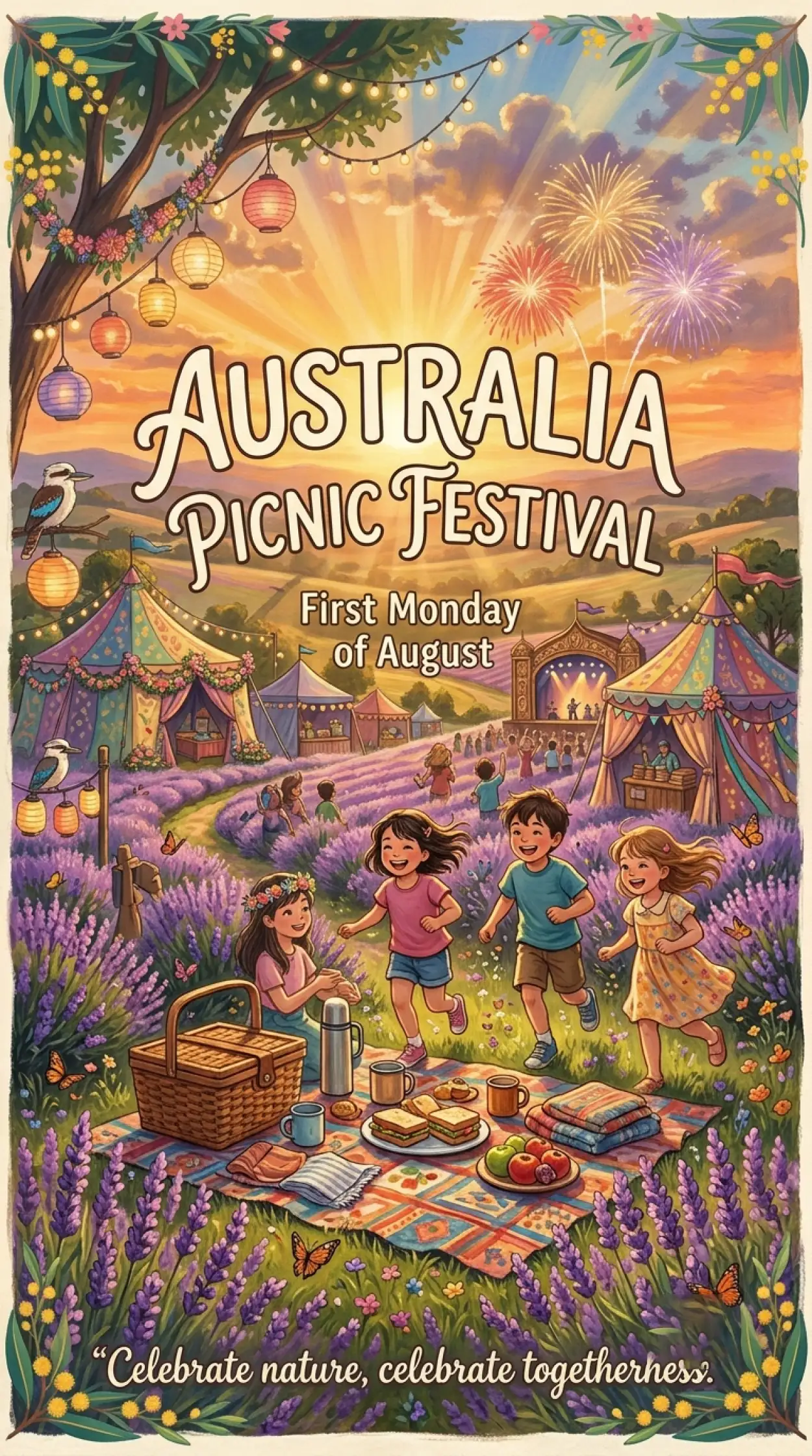 Free Download Australia Picnic Day 2026 Colorful Illustration - High Quality Australia Picnic Day 2026 Image