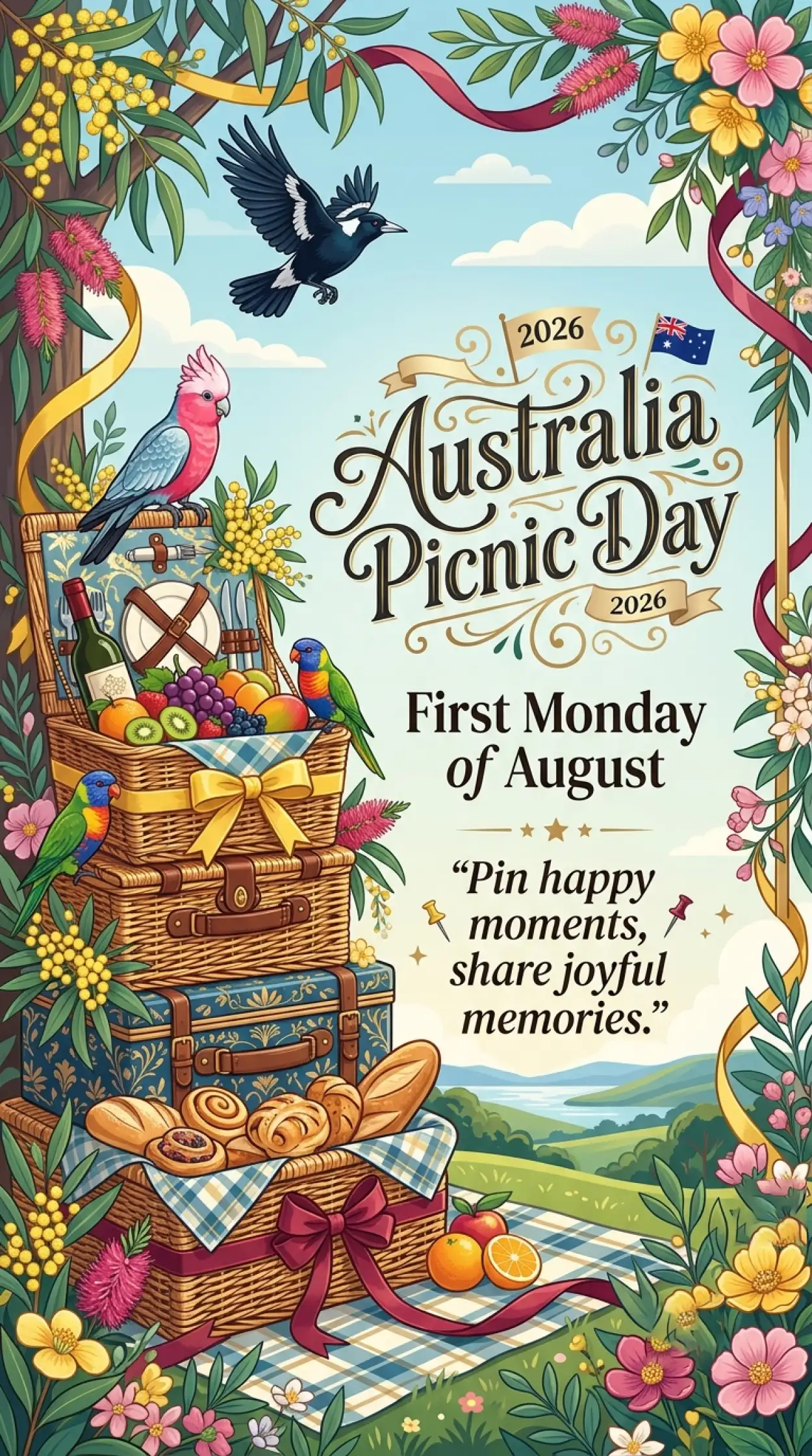 Free Download Australia Picnic Day 2026 Festive Typography - High Quality Australia Picnic Day 2026 Image