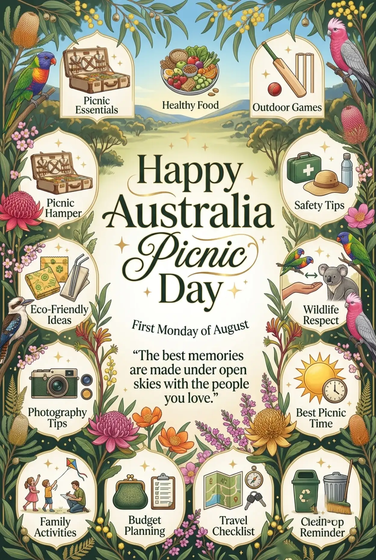 Free Download Australia Picnic Day 2026 Invitation Card - High Quality Australia Picnic Day 2026 Image