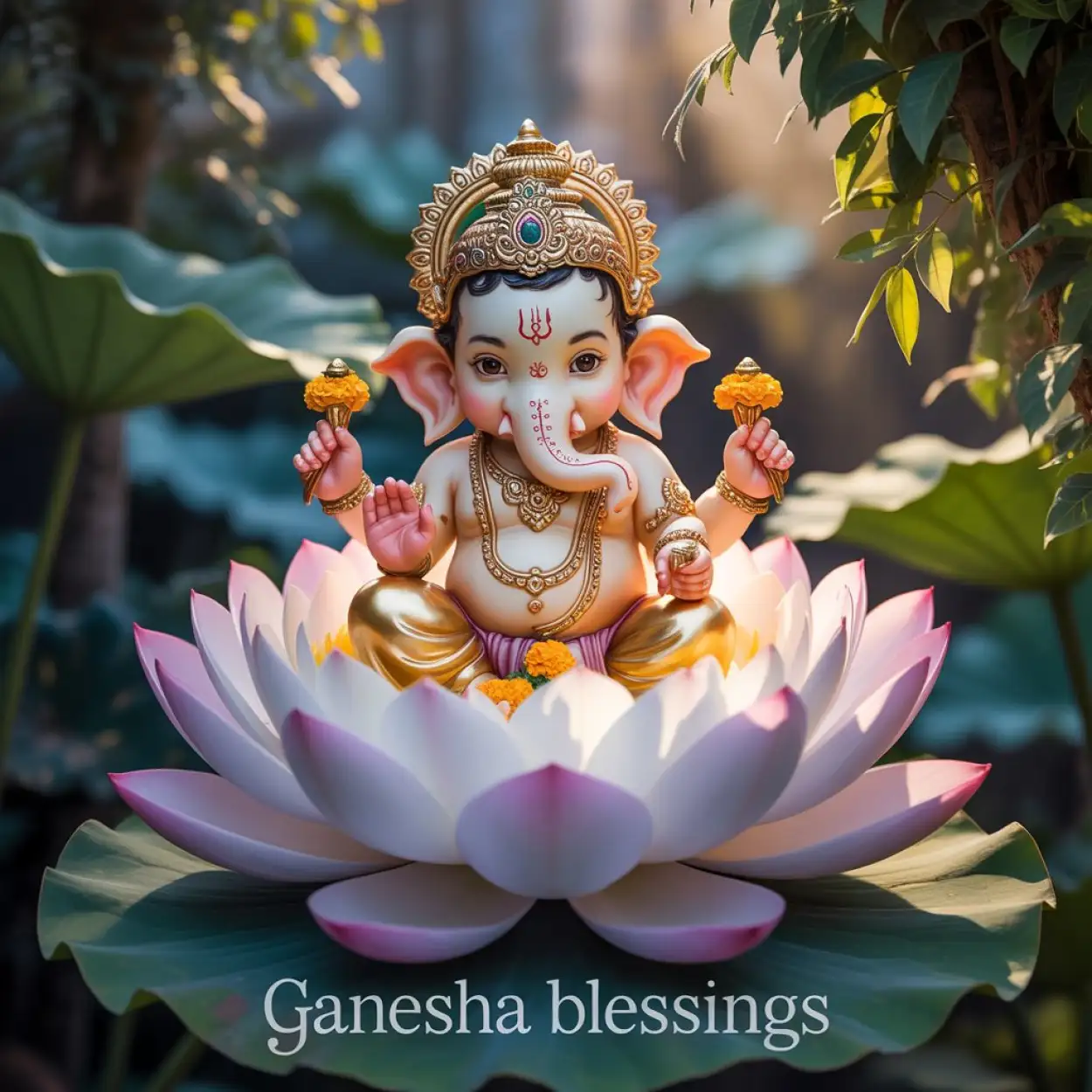 baby Ganesha images with ladoo for festival