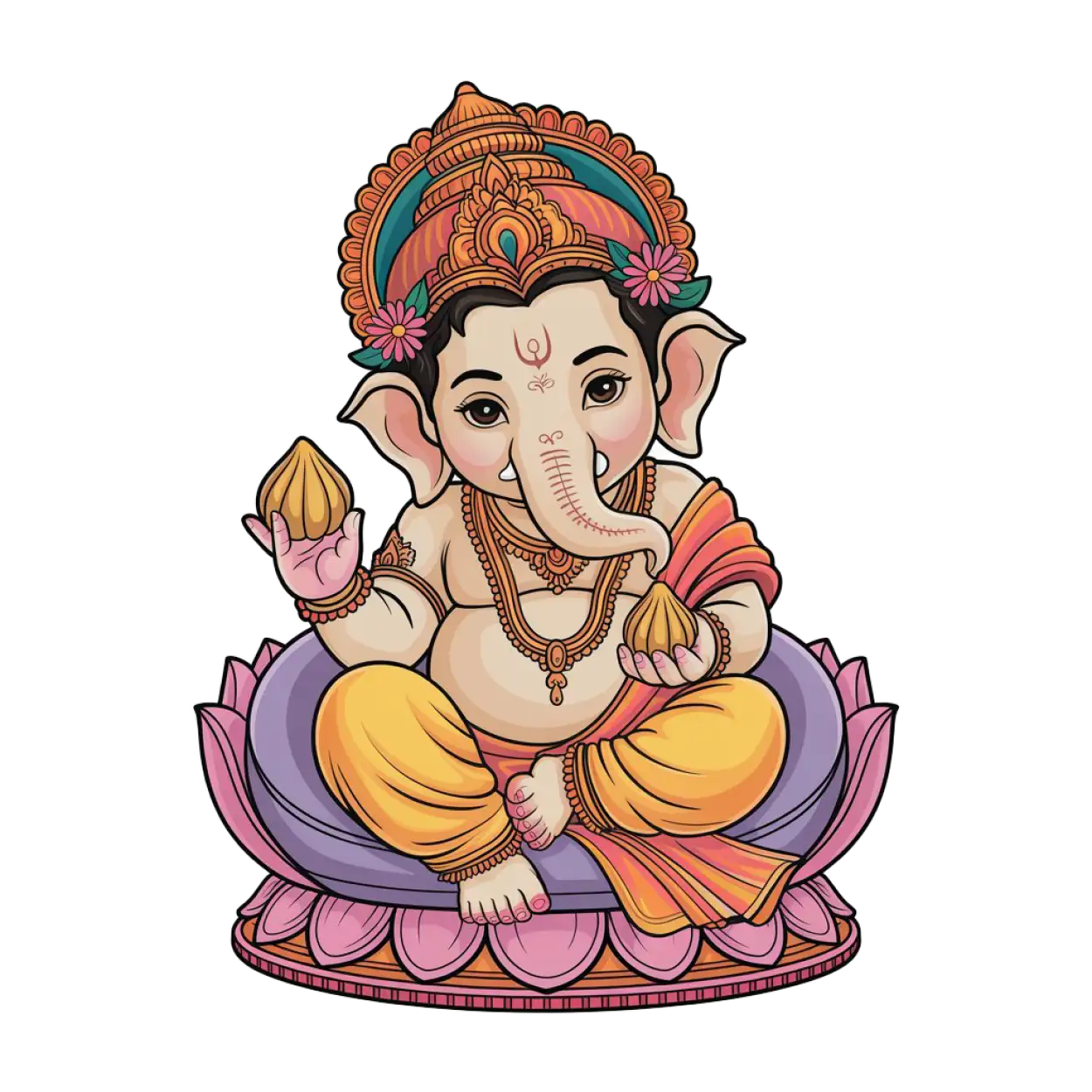 Free Download Baby Ganesha PNG With Modak - High Quality Baby Ganesha PNG Image