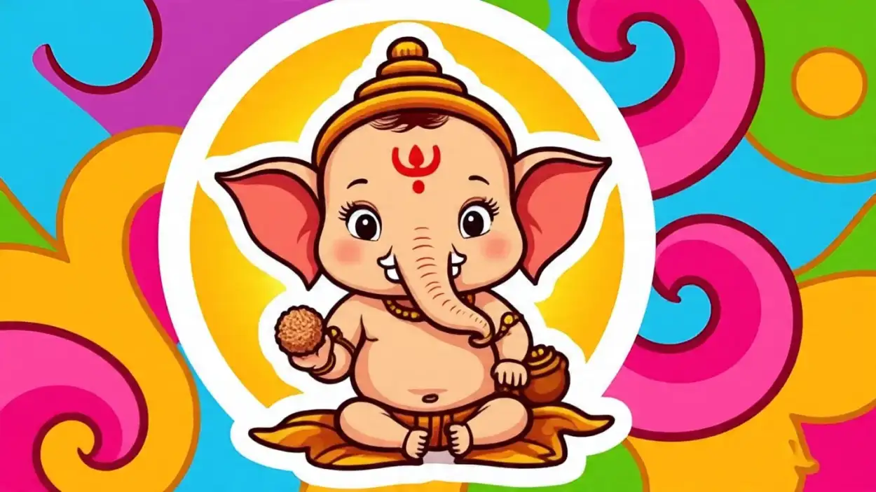 baby Ganesha rangoli design easy