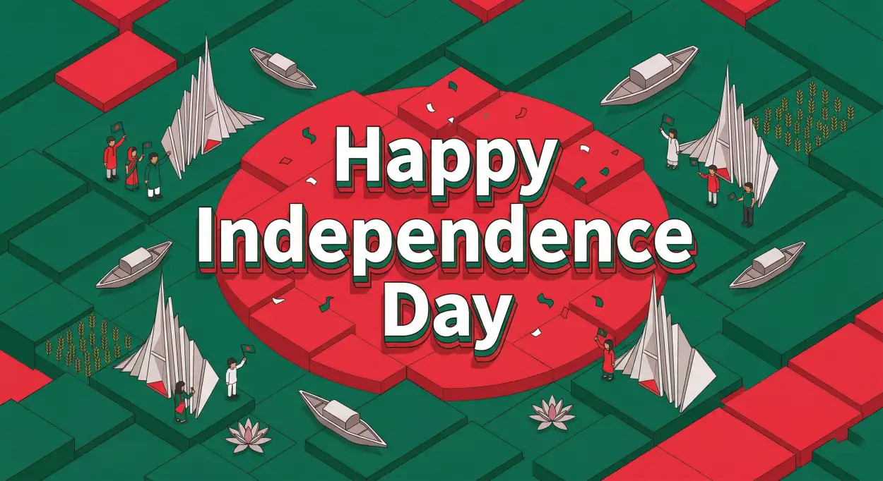 Free Download Bangladesh Independence Day 2026 Red Green Theme Design - High Quality Happy Independence Day Of Bangladesh 2026 Image