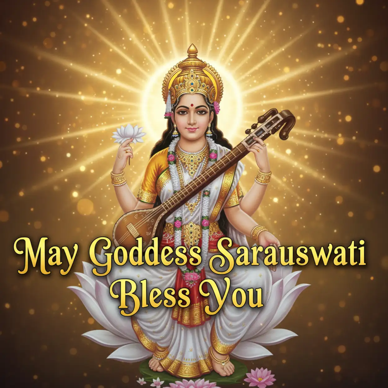 basant panchami social media post realistic maa saraswati image with text