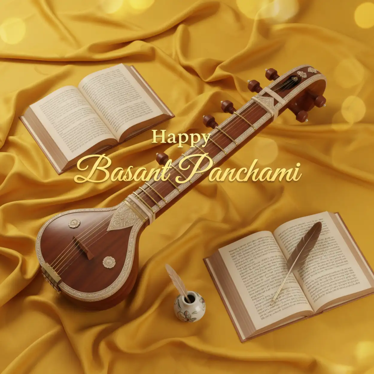 basant panchami social media post with calligraphy text center of image