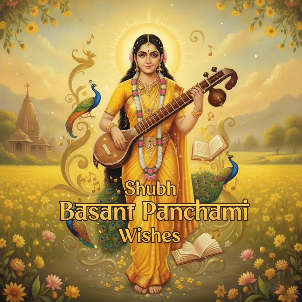 basant panchami social media post yellow theme hd realistic background