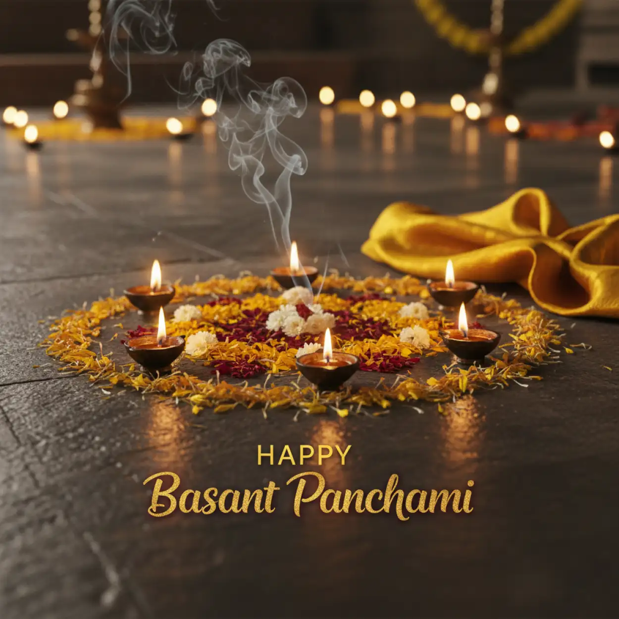 Free Download Basant Panchami Wishes With Yellow Theme - High Quality Happy Basant Panchami Wishes Background
