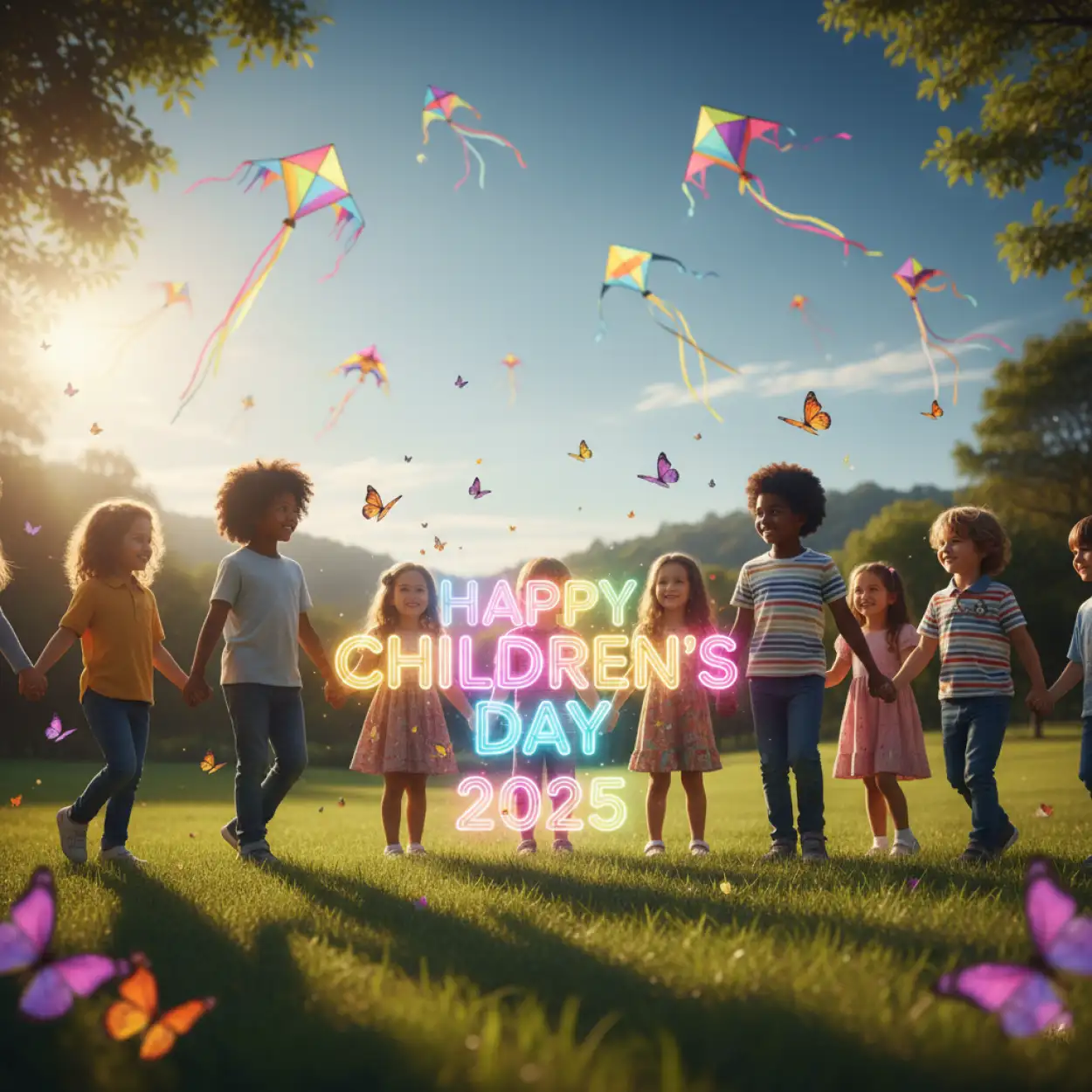 beautiful happy childrens day 2025 poster background hd