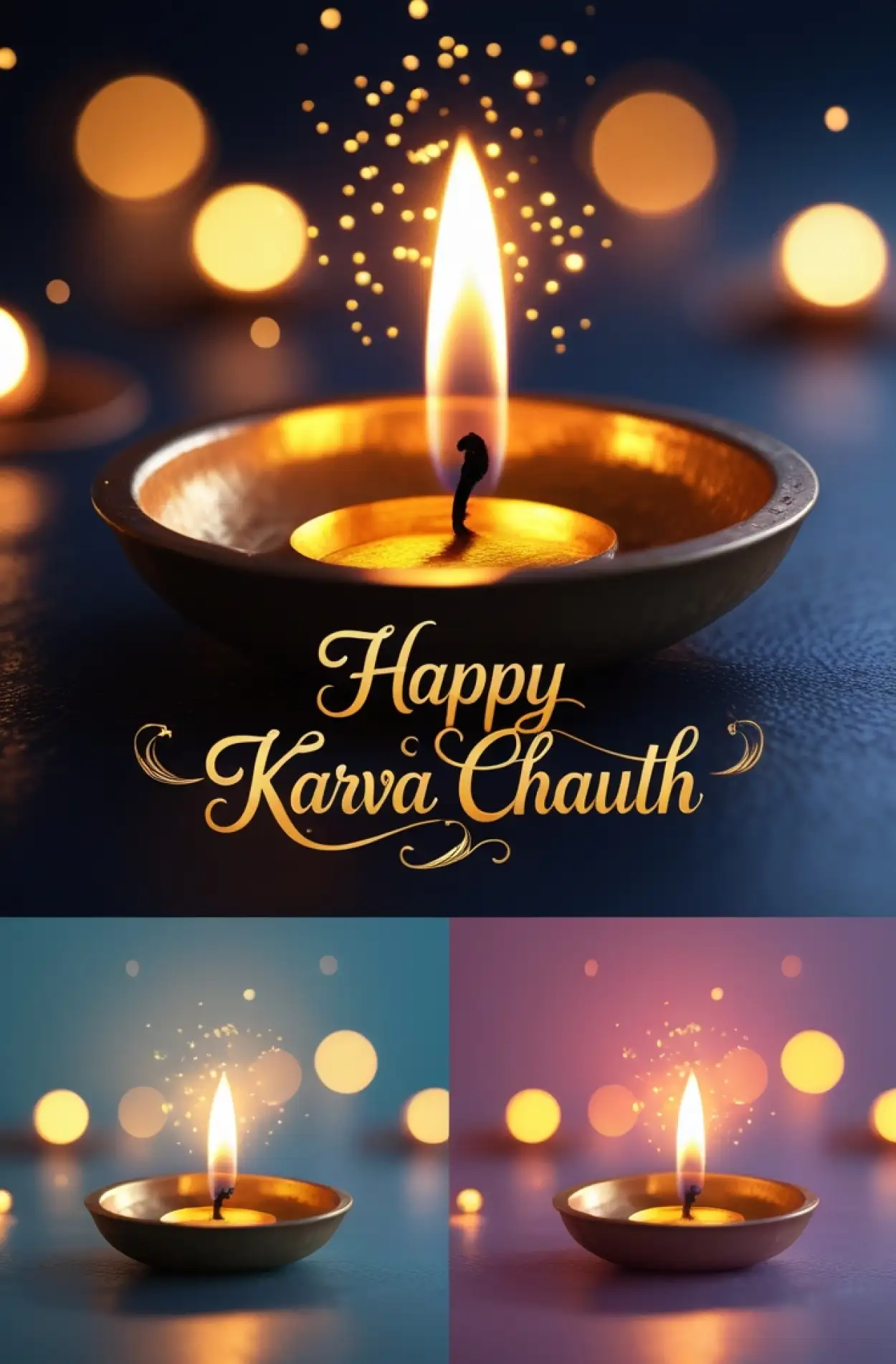 Free Download Beautiful Karva Chauth Couple Image With Moon Background - High Quality Happy Karva Chauth Background