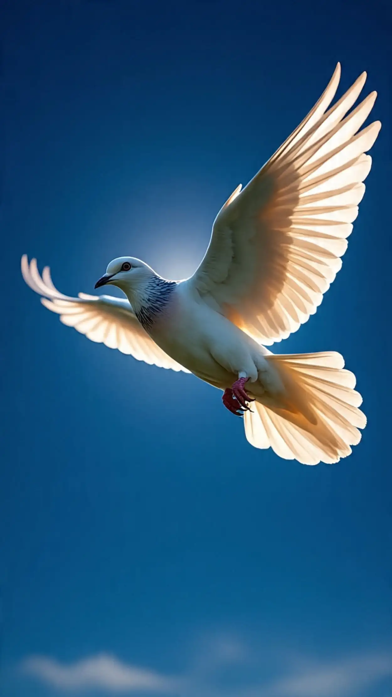white dove flying in blue sky image