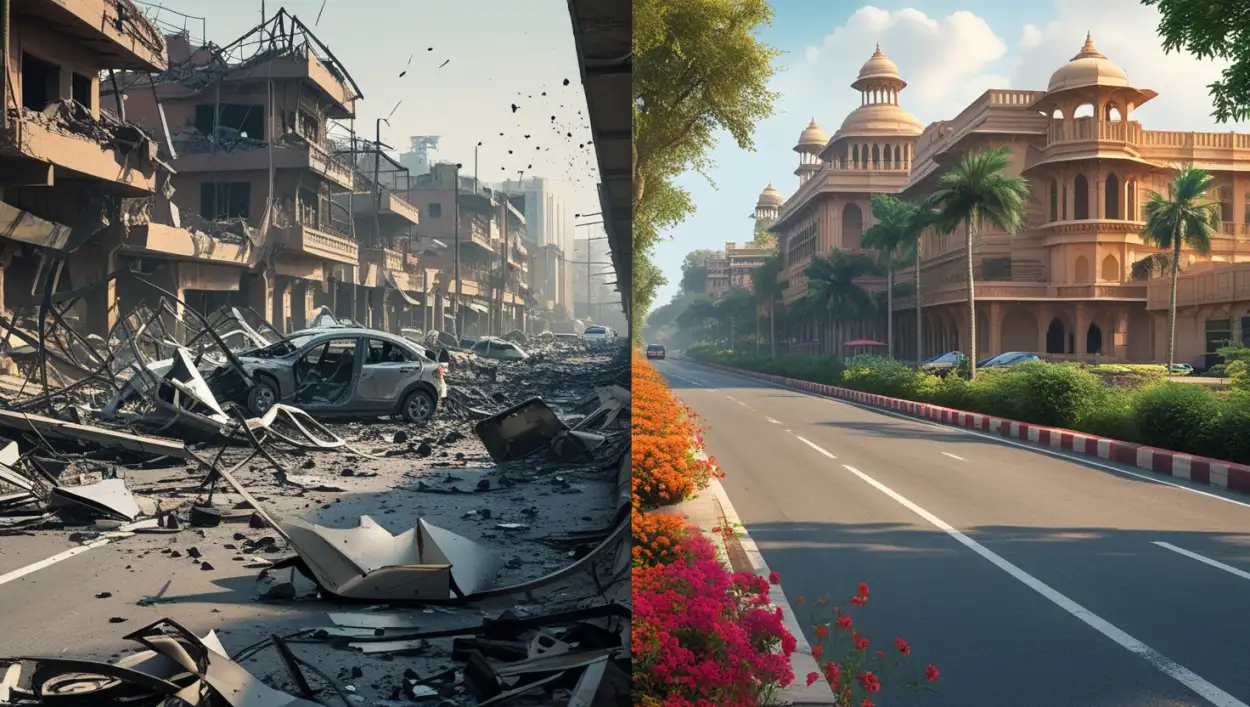 Before and after images Ahmedabad crash