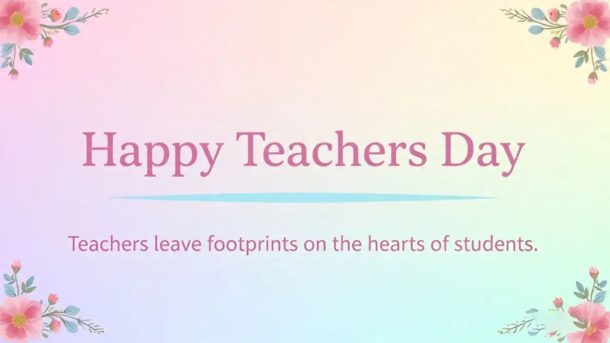 Best Happy Teachers Day greeting card design with flowers