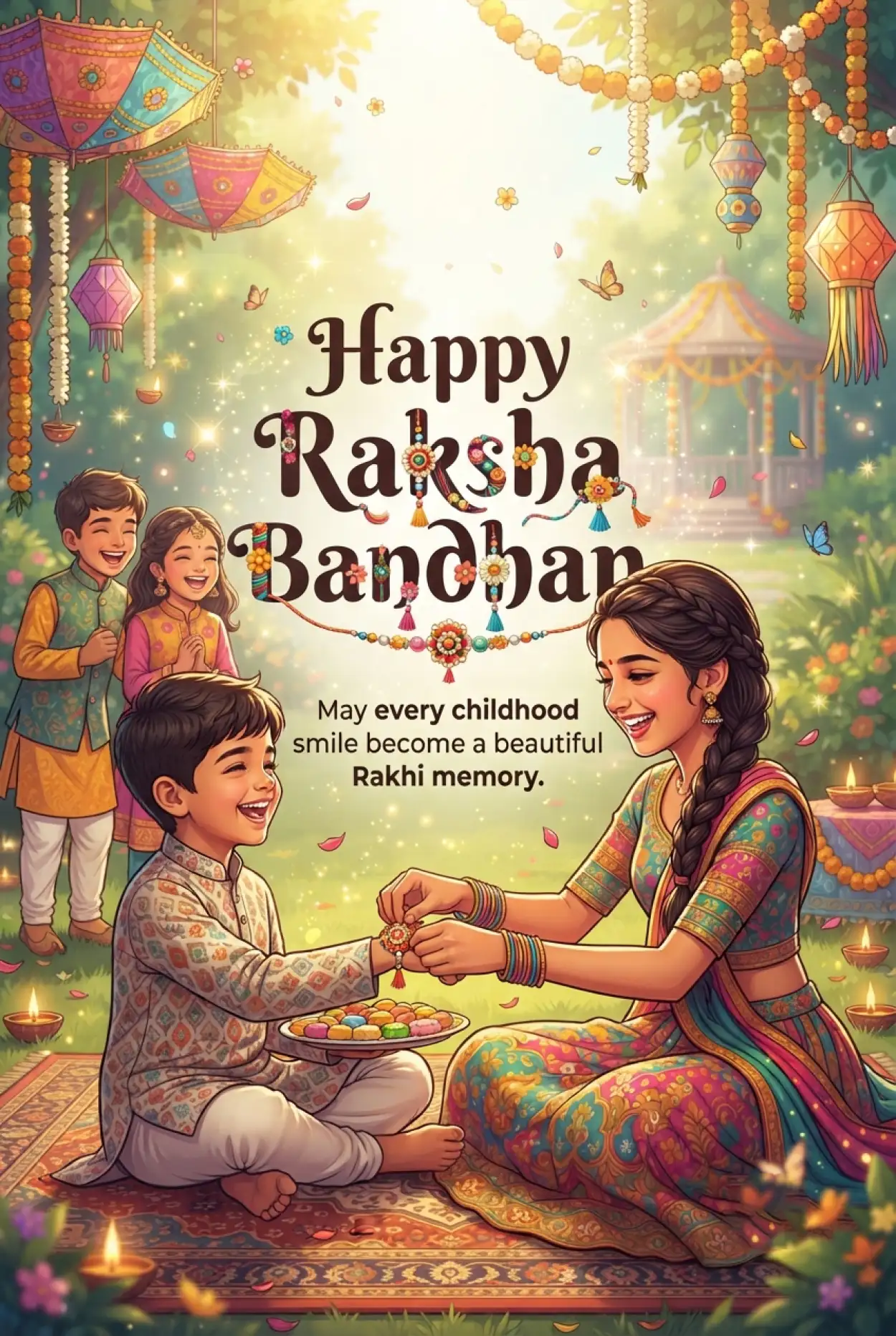 Free Download Best Rakhi Day Messages For Kids - High Quality Happy Raksha Bandhan Wishes For Children Image
