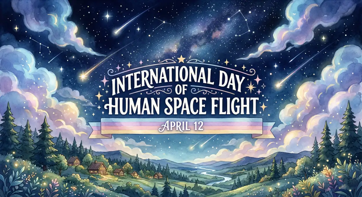 Free Download Best Space Day Poster With Quote 2026 - High Quality International Day Of Human Space Flight 2026 Image