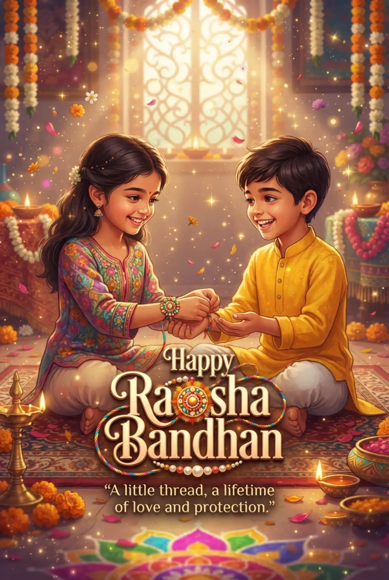 Free Download Best Wishes For Little Brother On Raksha Bandhan - High Quality Happy Raksha Bandhan Wishes For Children Image