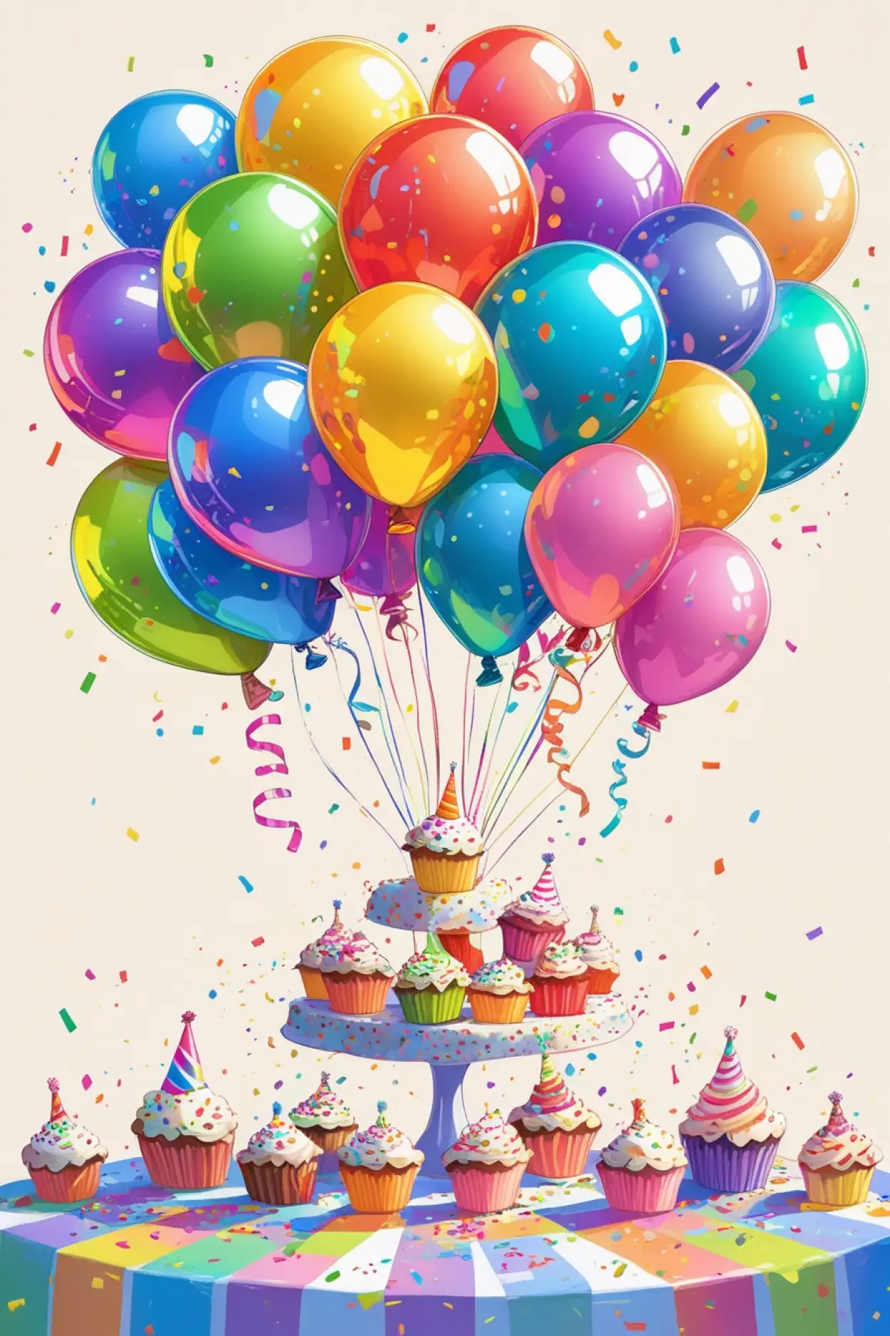 Free Download Birthday Background With Balloons And Confetti - High Quality Birthday Background Background