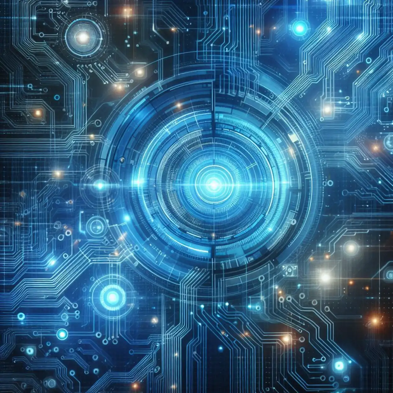 Blue abstract digital technology background with glowing circuit