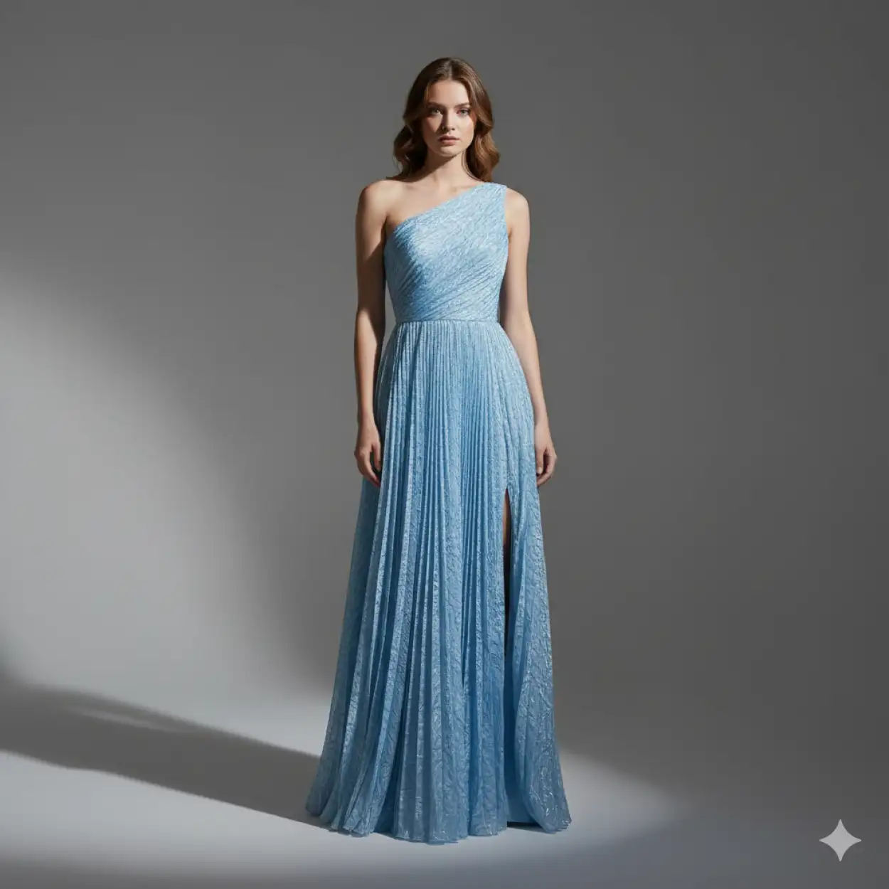 Free Download Blue Evening Dress Model Studio Portrait Soft Shadows Lighting - High Quality Blue Picture Background