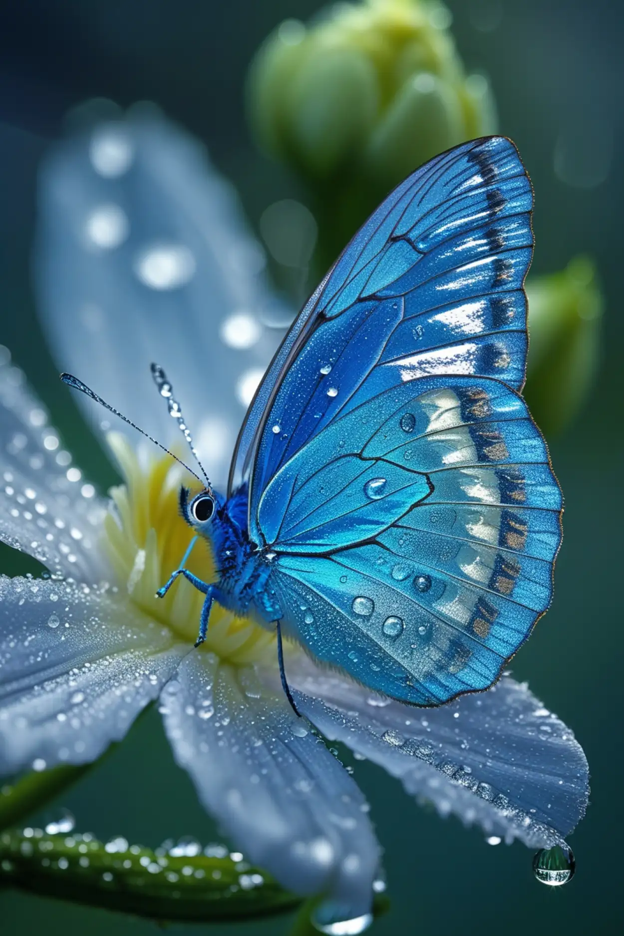 Free Download Blue Picture With Butterflies And Flowers - High Quality Blue Picture Background