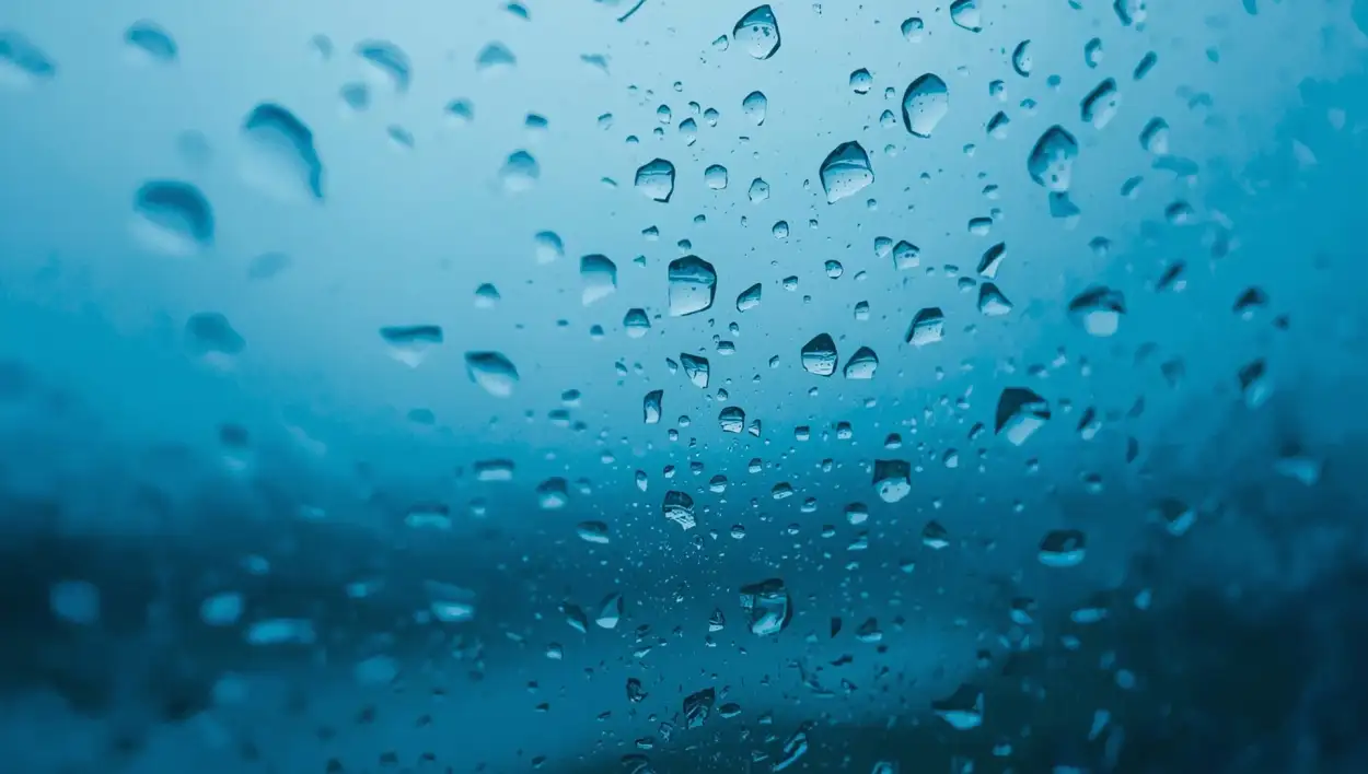 Free Download Blue Picture With Raindrops On Glass - High Quality Blue Picture Background